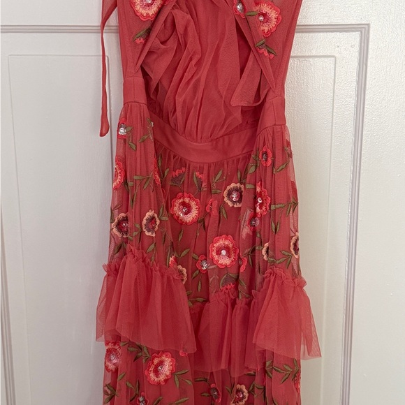 Floral Embroidered Pink Midi Dress - Picture 1 of 2